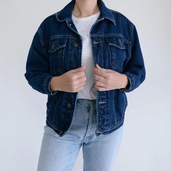 Vintage Northern Gataway Blue Denim Button Up Polar  Fleece Lined Jacket L - Picture 2 of 13